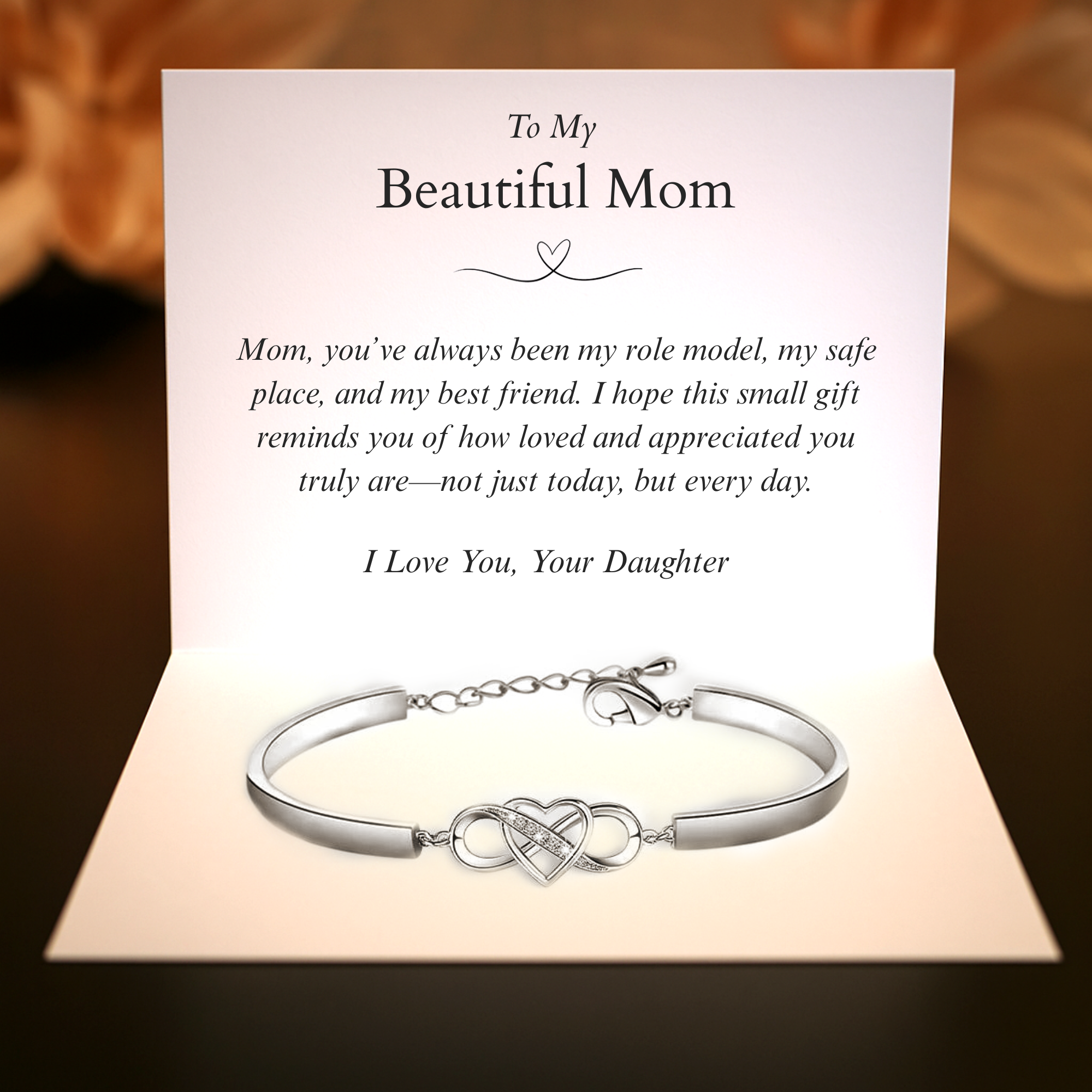 To My Beautiful Mom | 'Always in My Heart' Infinity Bracelet