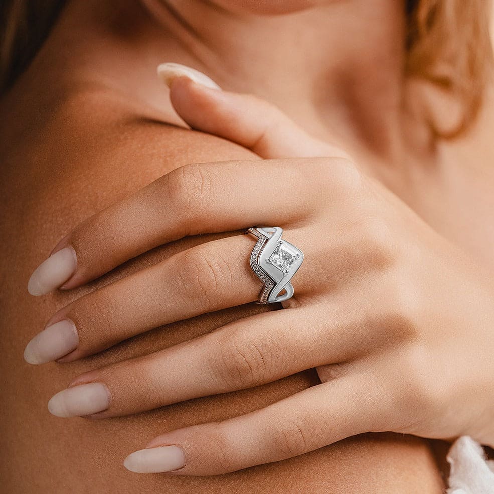 The Snow Wave: 2-Piece Set Ring - S925 Sterling Silver