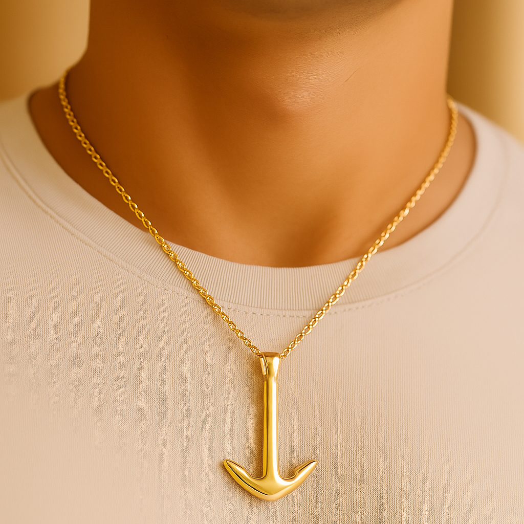 Men's Anchor Necklace - Stainless Steel