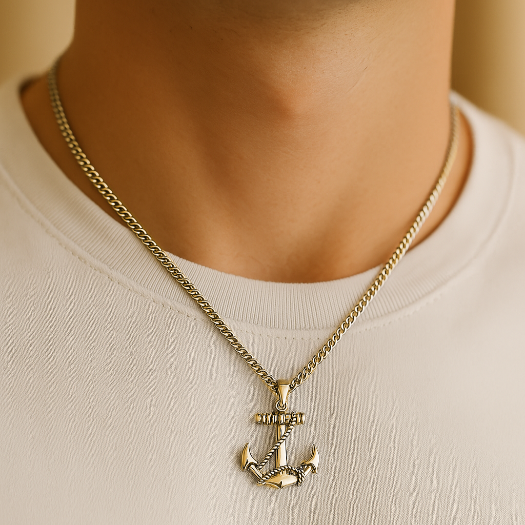 Men's Anchor Necklace - Stainless Steel