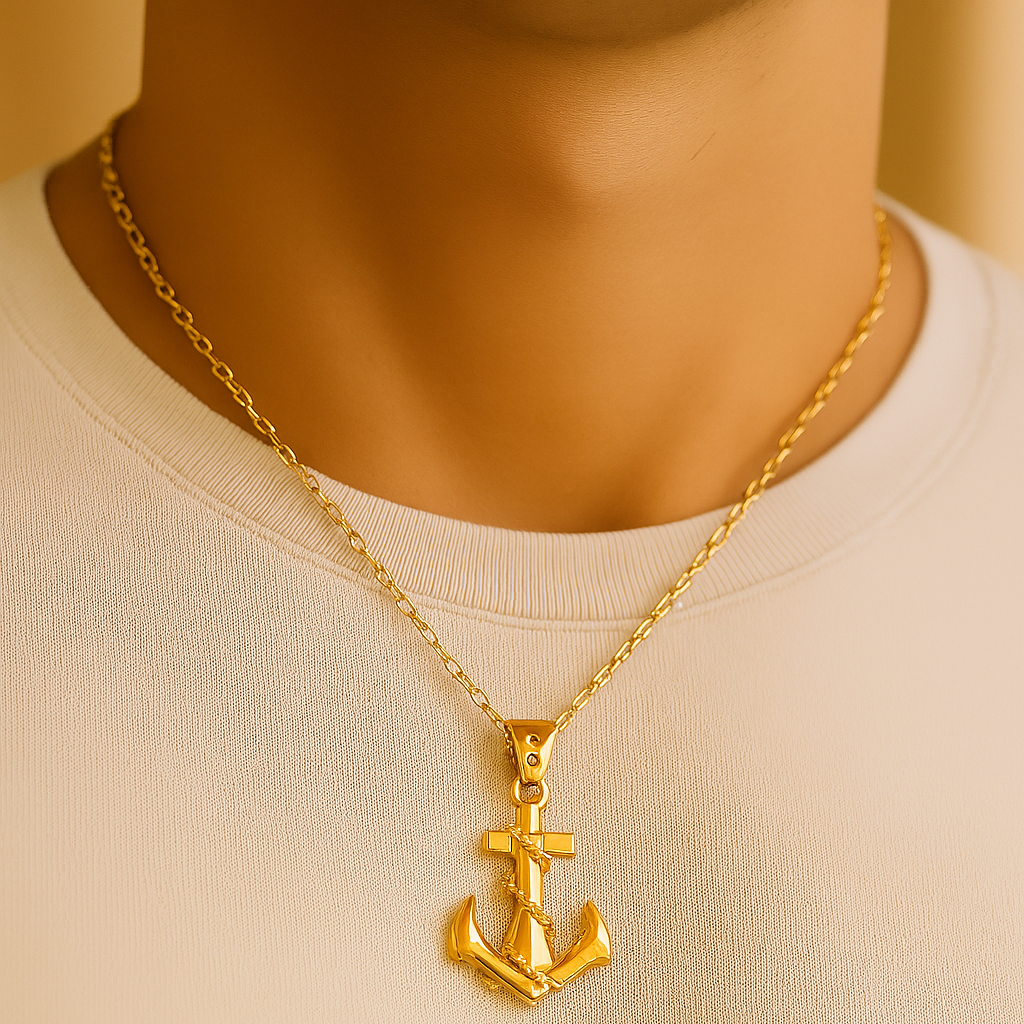 Men's Anchor Necklace - Stainless Steel