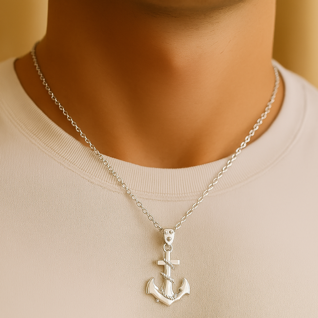 Men's Anchor Necklace - Stainless Steel