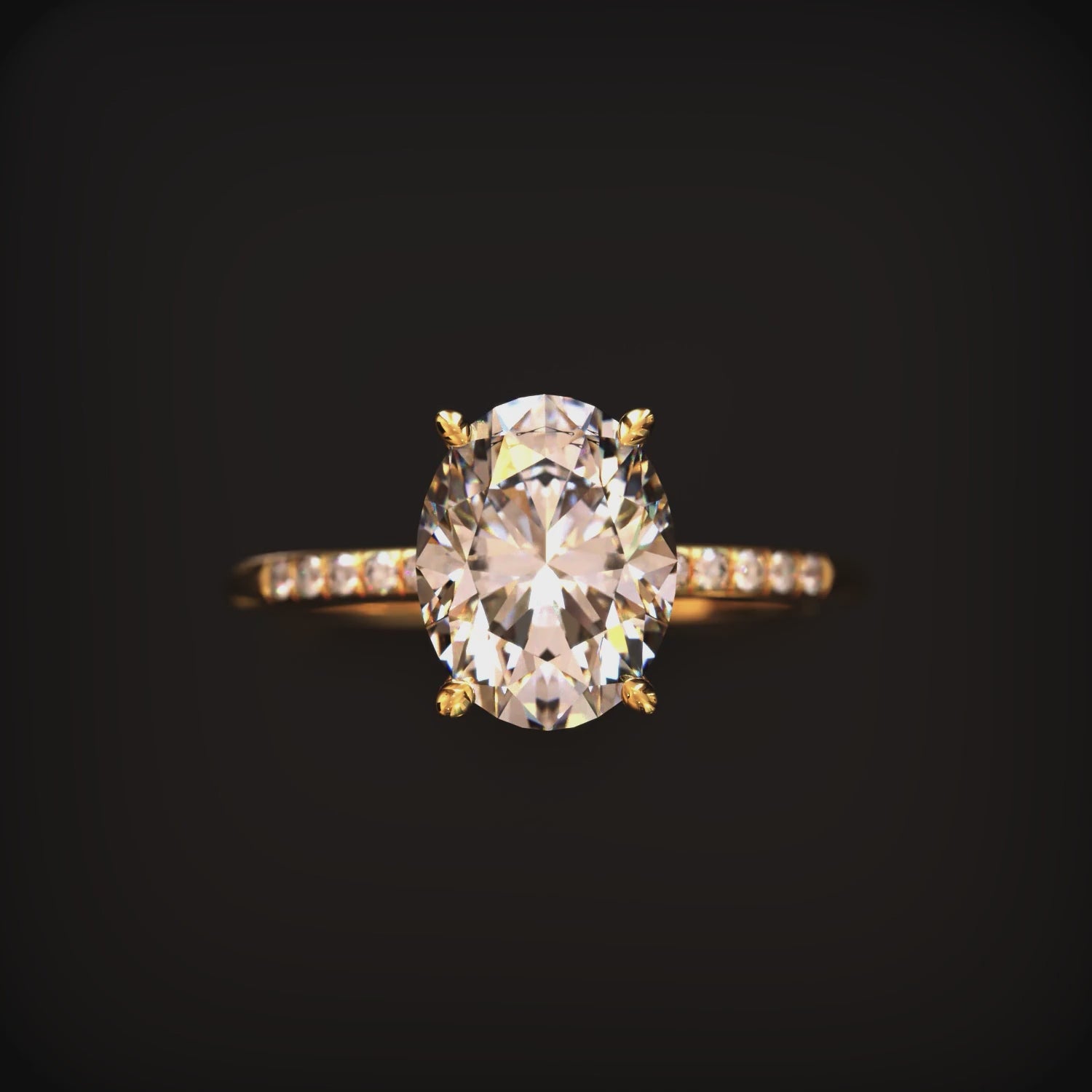 The Opaline 2 carat oval moissanite ring in solid gold.