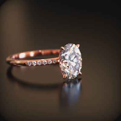 The Opaline 2 carat oval moissanite ring in solid gold.
