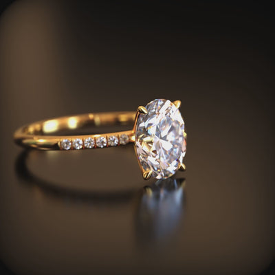 The Opaline 2-carat oval moissanite ring in solid gold.