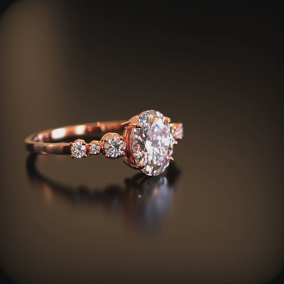 The Alina 1 carat oval-cut moissanite ring crafted in 14K solid gold
