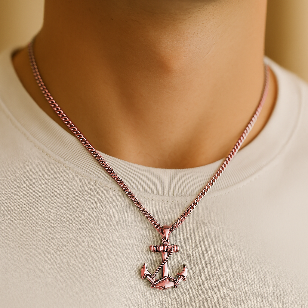 Men's Anchor Necklace - Stainless Steel