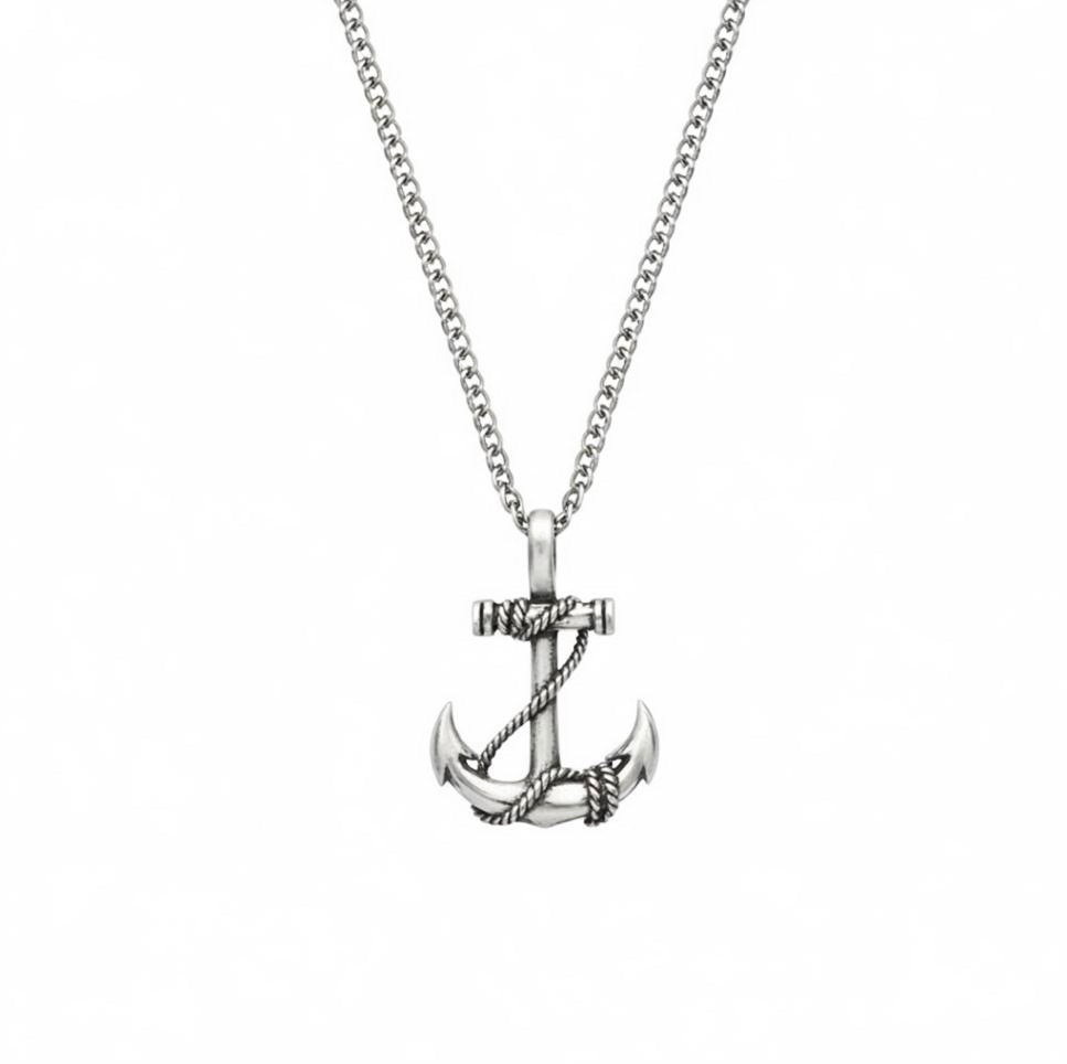 Men's Anchor Necklace - Stainless Steel