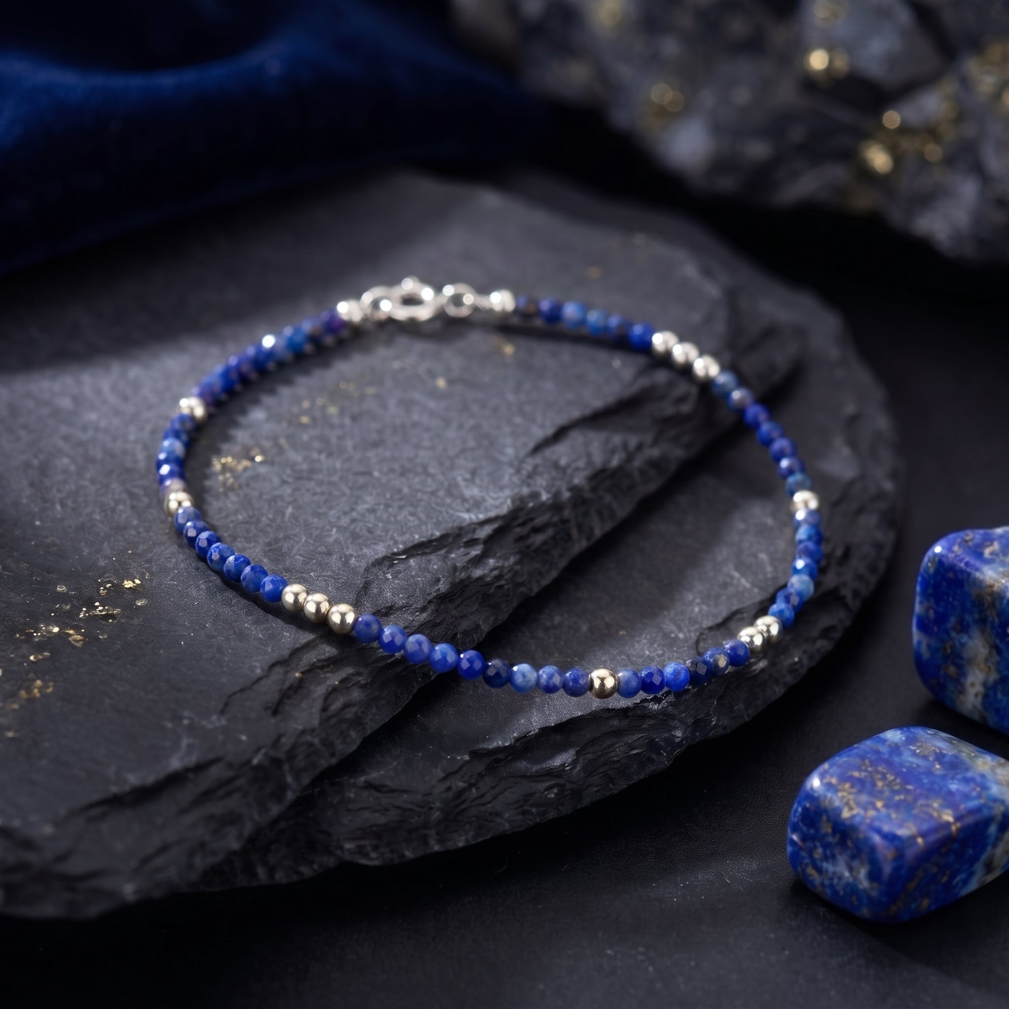 the-celestial-dawn-natural-lapis-lazuli-bracelet in silver finish