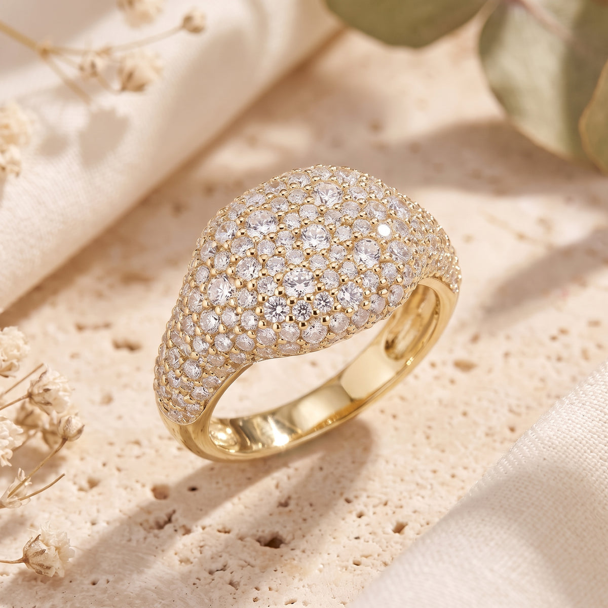 the-elysian-pave-dome-ring in gold finish