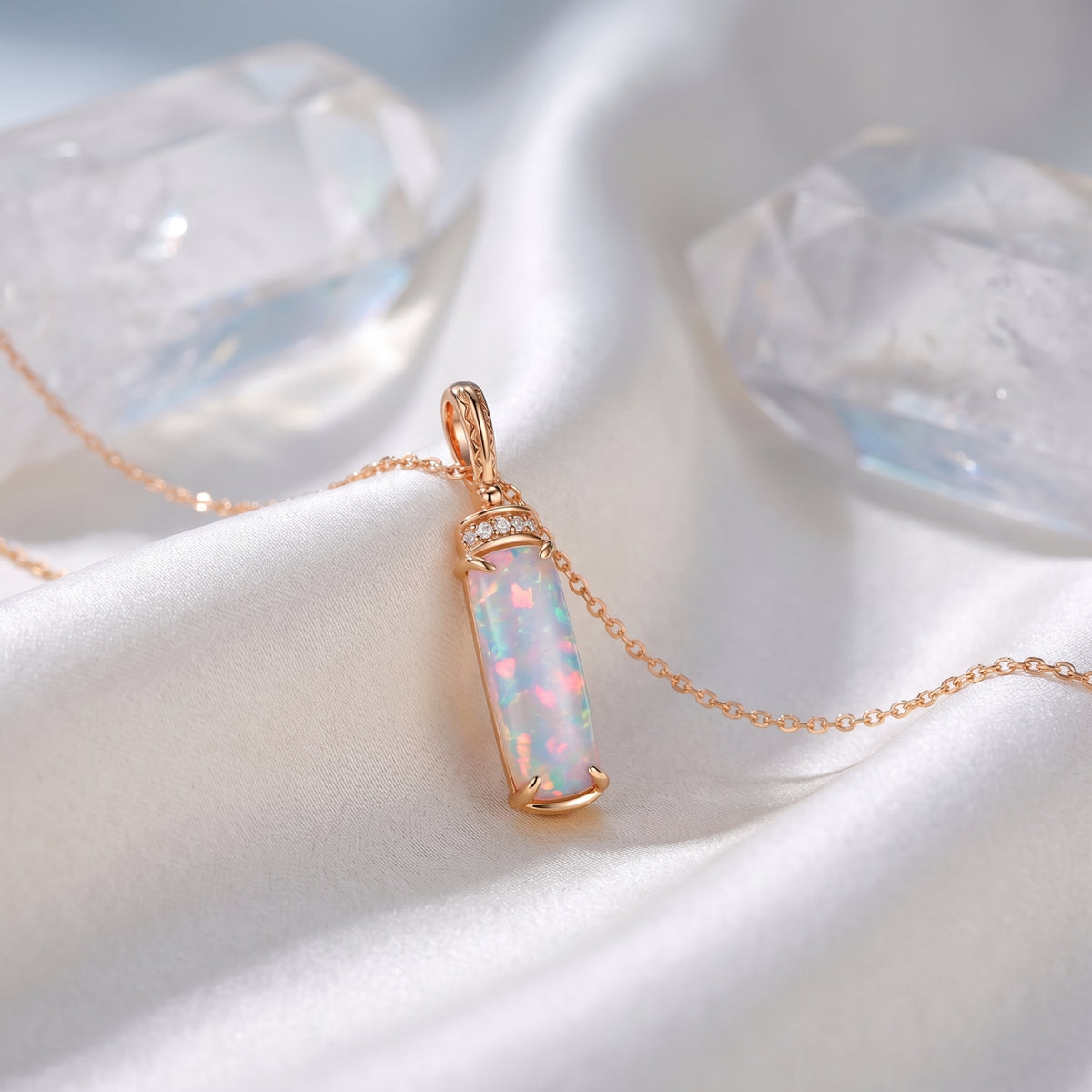 the-galatea-column-necklace in rose gold finish