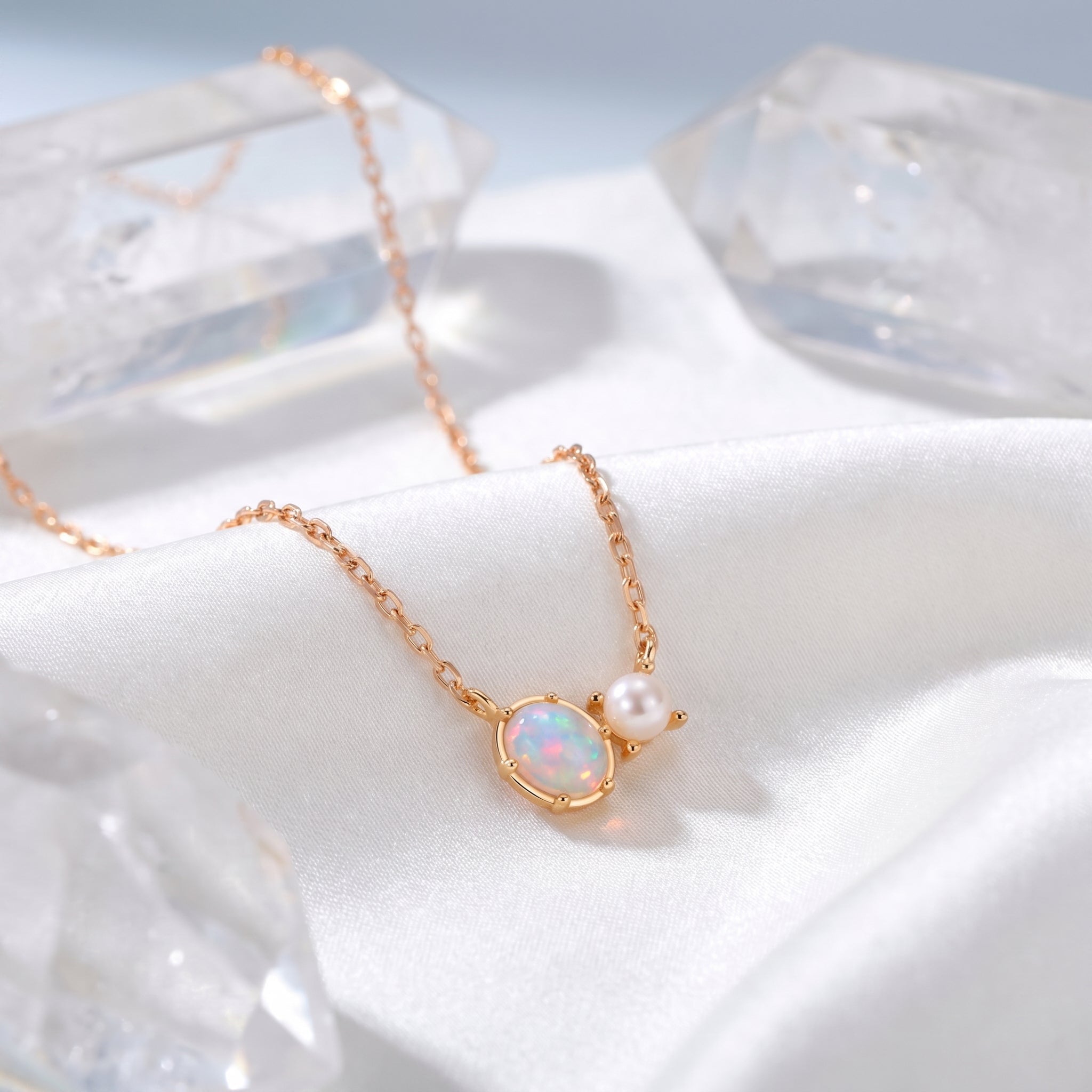 the-lumira-oval-necklace in rose gold finish