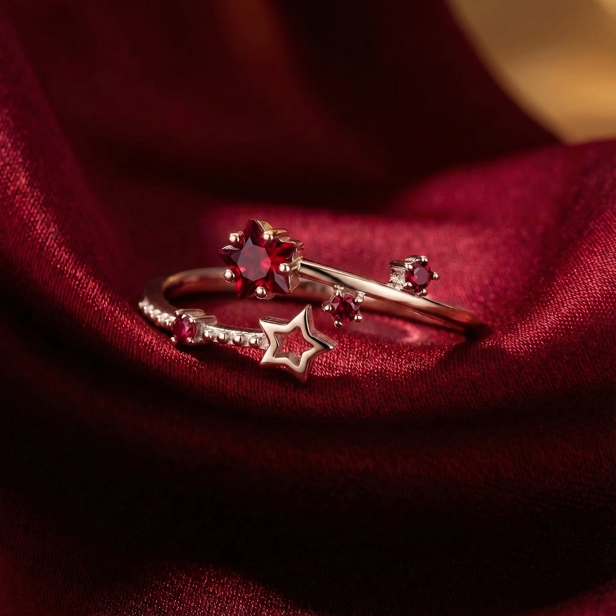 the-lyriana-star-ring-s925-sterling-silver in rose gold finish