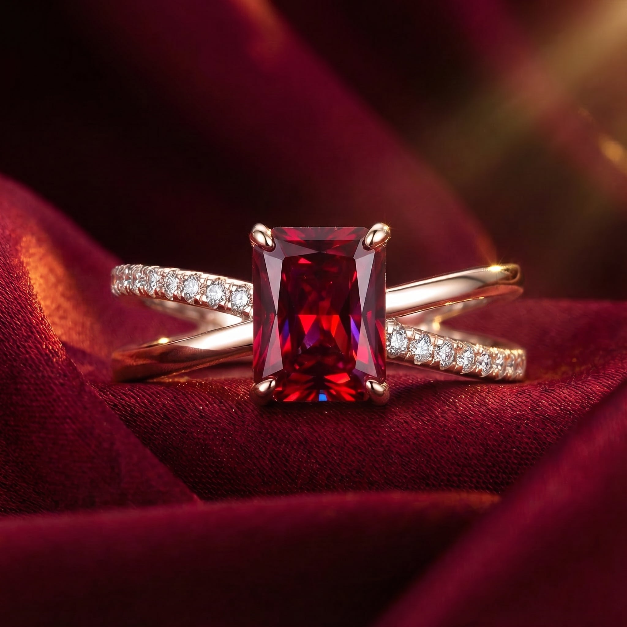 the-rhosaria-radiant-ring-s925-sterling-silver in rose gold finish