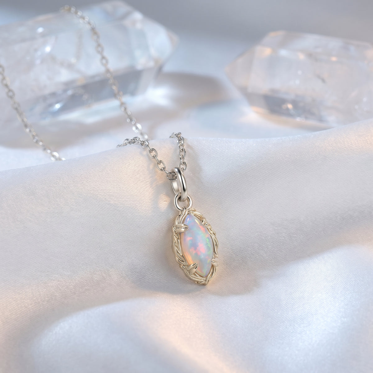 the-valoria-marquise-necklace in silver finish