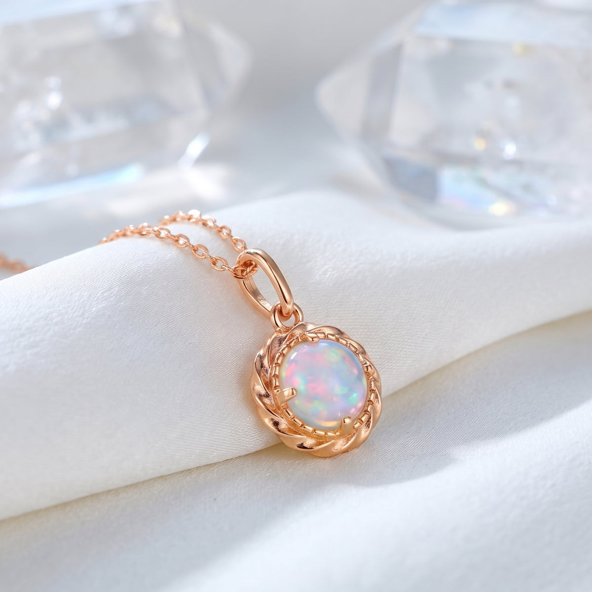 the-valyria-round-necklace in rose gold finish
