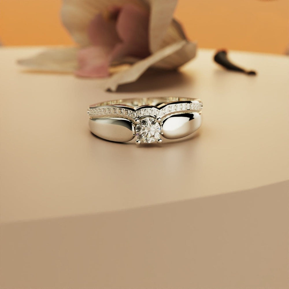 Regal Radiance: Tiara 2-Piece Ring - S925 Sterling Silver
