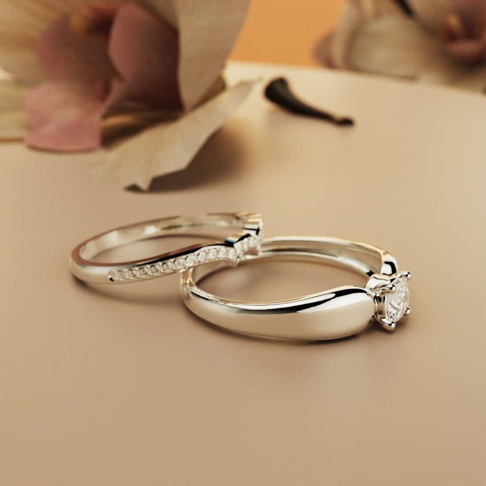 Regal Radiance: Tiara 2-Piece Ring - S925 Sterling Silver