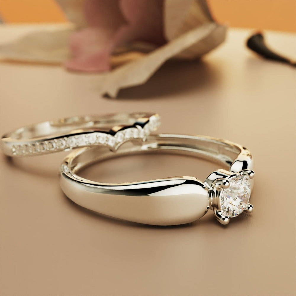 Regal Radiance: Tiara 2-Piece Ring - S925 Sterling Silver