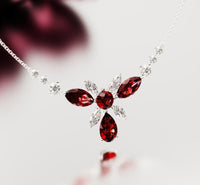 Crimson Bloom: Floral Round-Cut Ruby Necklace - S925