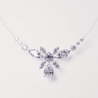 Blossom: Floral Brilliant-Cut Diamonds Necklace - S925 Sterling Silver