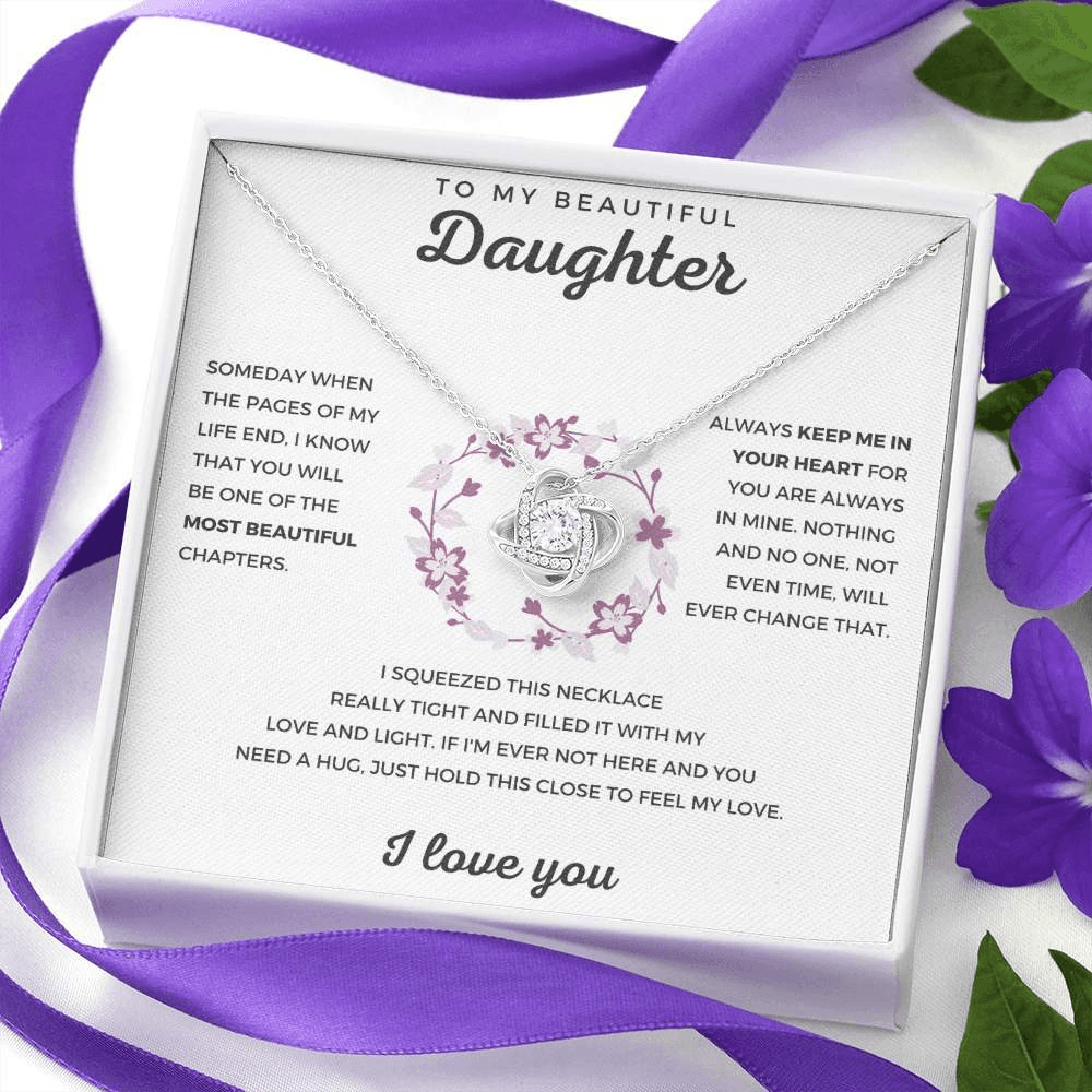 Daughter | I Love You | 925 Silver Love Knot Necklace-Awareness Avenue-Daughter,gift: All,gift: Daughter,Jewelry,Necklace,necklace: All,necklace: Daughter,Silver