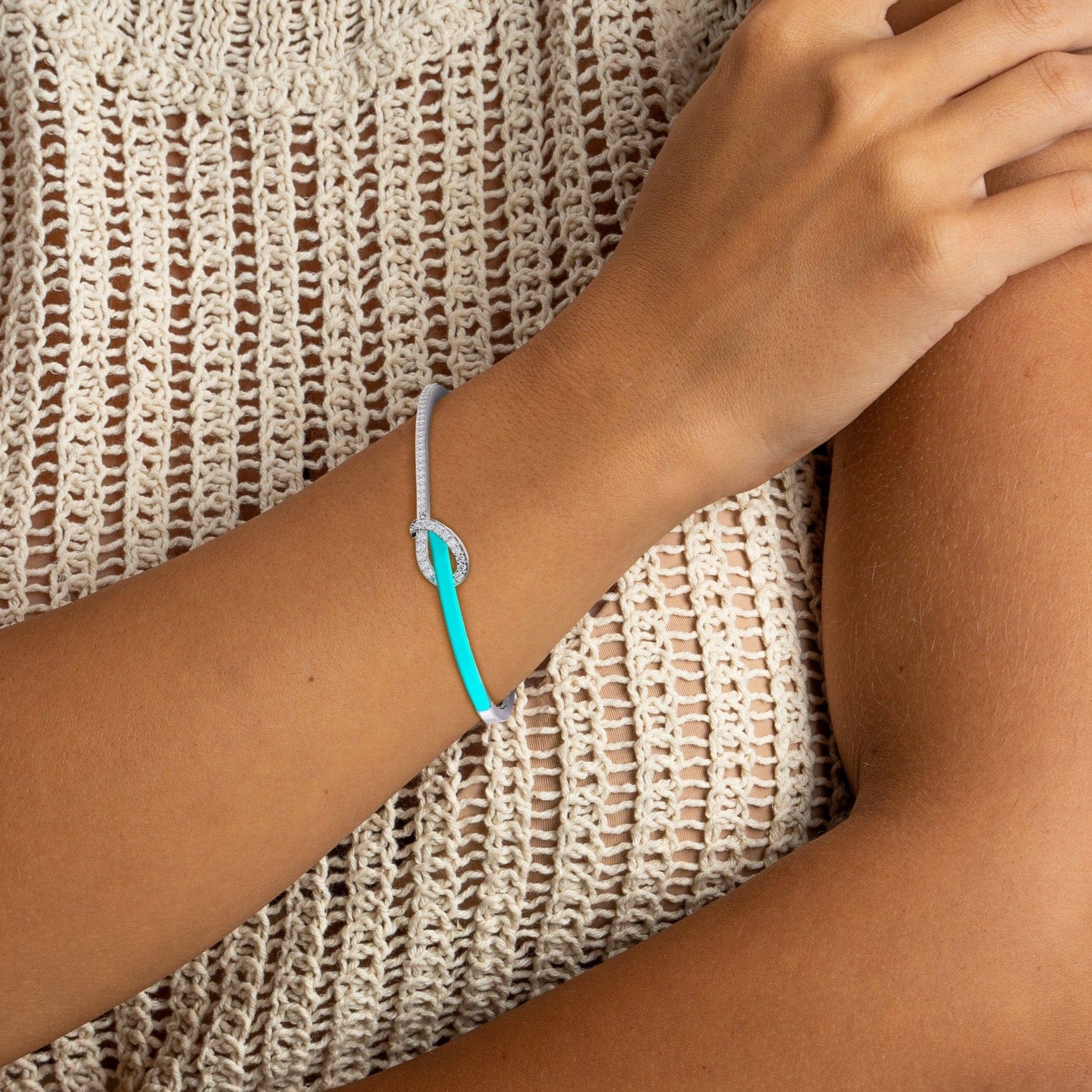 Coastal Elegance: Diamond Turquoise Bracelet - S925 Sterling Silver
